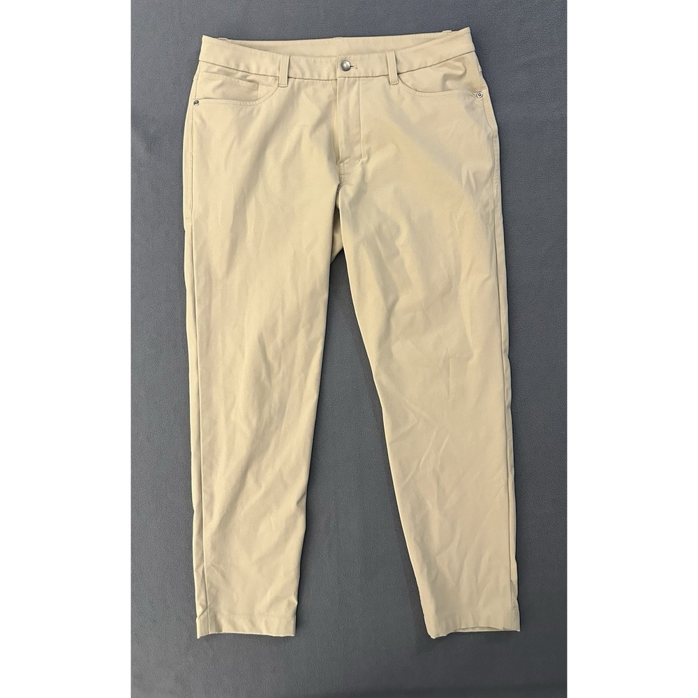 Lululemon Pants Mens 34x28 Tan ABC Tapered Fit Chino Stretch Golf Casual Travel
